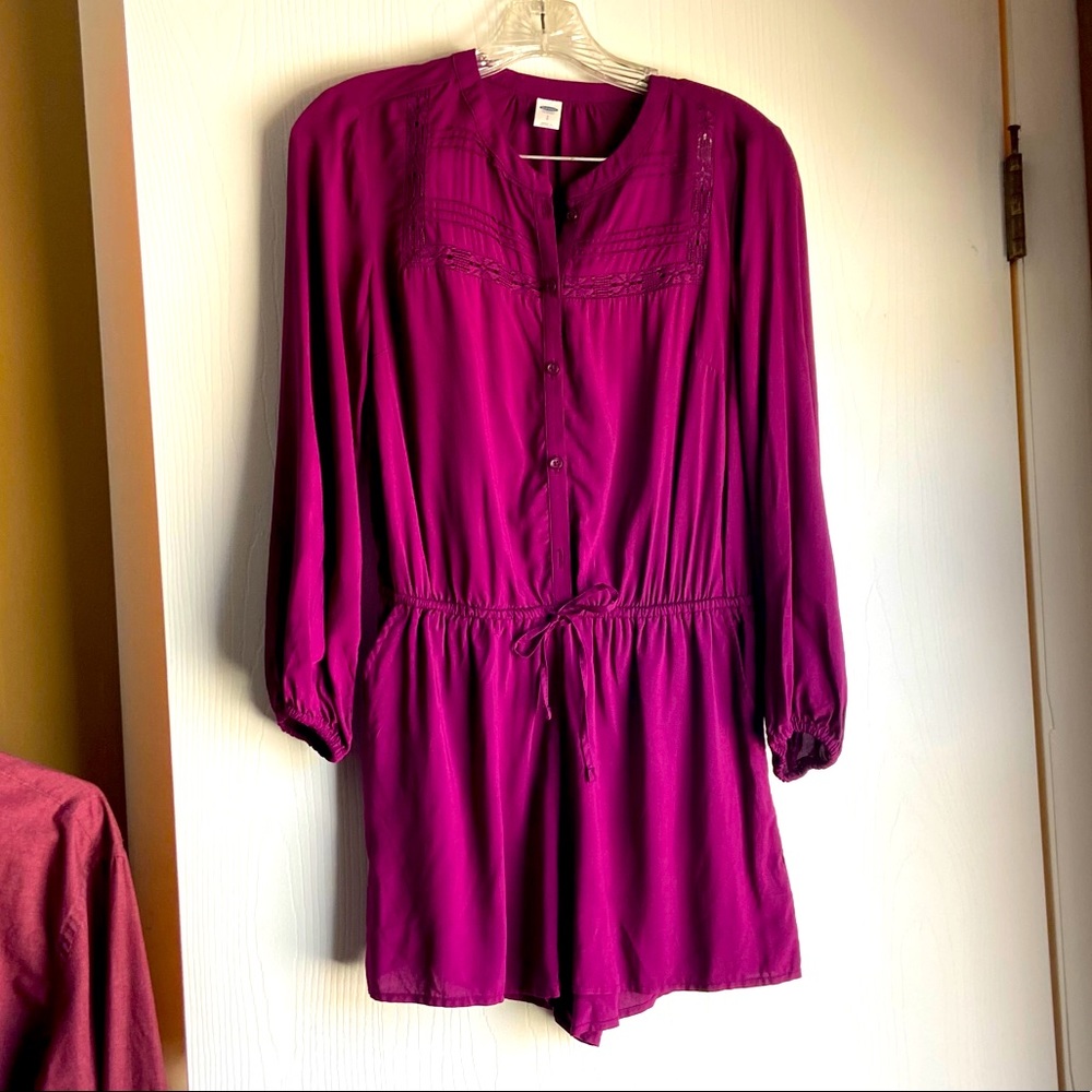 Burgundy long sleeve romper